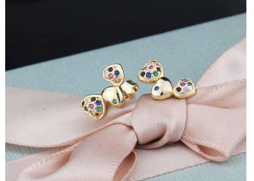 Fashion Color Zirconium Copper Plating Three Heart White Zirconium Color Zirconium Stud Earrings,Earrings