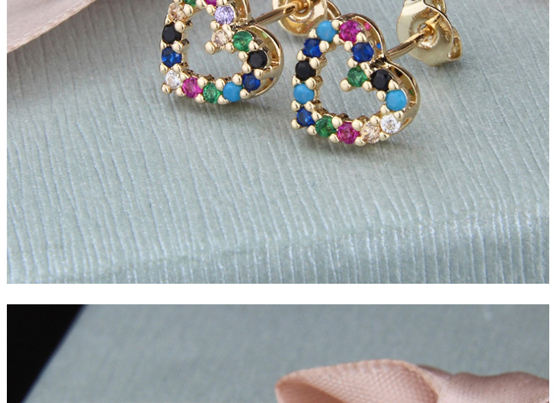 Fashion White Zirconium Copper Plated Small Heart-shaped White Zirconium Color Zirconium Earrings,Earrings