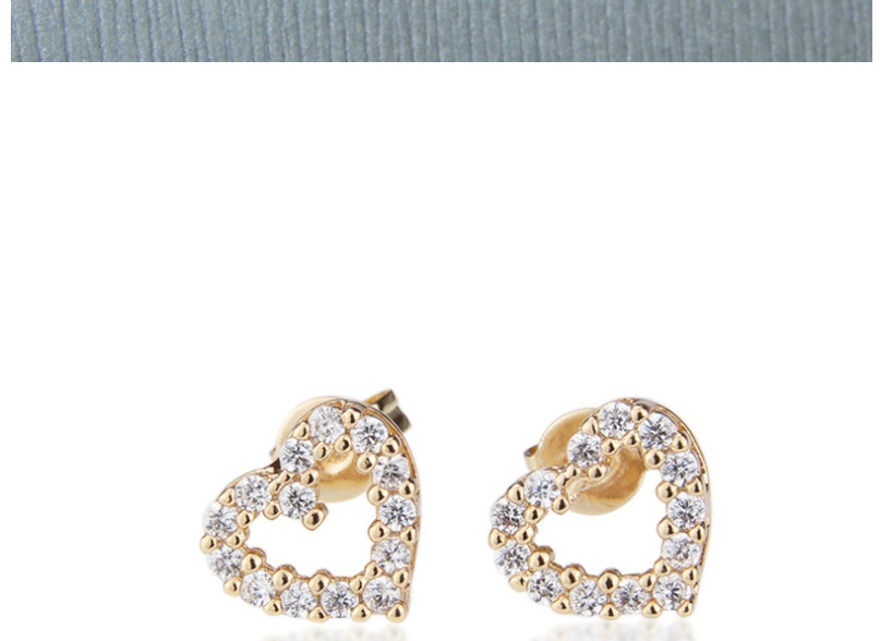 Fashion White Zirconium Copper Plated Small Heart-shaped White Zirconium Color Zirconium Earrings,Earrings