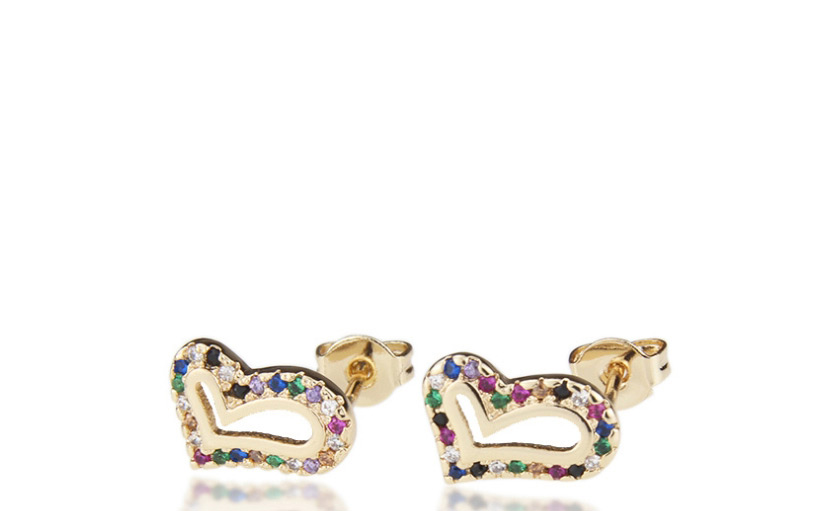 Fashion Color Zirconium Copper Plating Heart Shaped White Zirconium Color Zirconium Stud Earrings,Earrings
