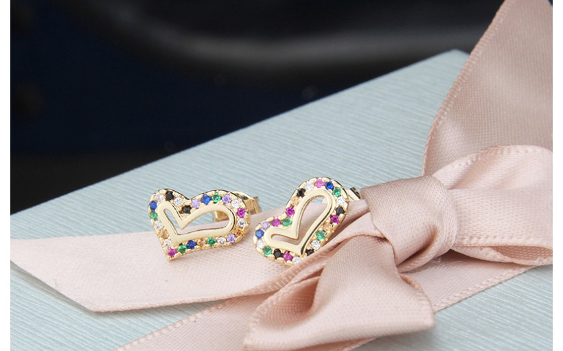 Fashion White Zirconium Copper Plating Heart Shaped White Zirconium Color Zirconium Stud Earrings,Earrings