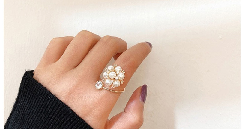 Fashion Golden Pearl Open Diamond Ring,Fashion Rings