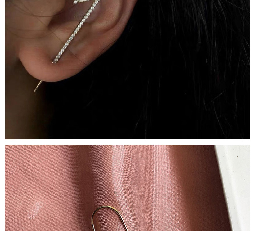 Fashion Lightning Single (copper) Gold Geometric Lightning Diamond Earrings,Stud Earrings