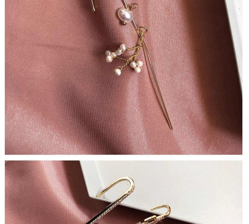 Fashion Lightning Single (copper) Gold Geometric Lightning Diamond Earrings,Stud Earrings