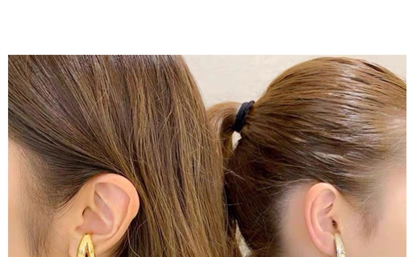 Fashion Golden Pair Smooth Hollow U-shaped Bone Clip,Clip & Cuff Earrings