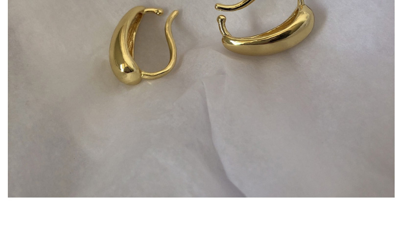Fashion Golden Pair Smooth Hollow U-shaped Bone Clip,Clip & Cuff Earrings