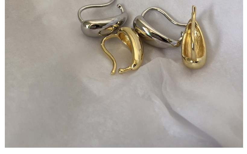 Fashion Silver Pair Smooth Hollow U-shaped Bone Clip,Clip & Cuff Earrings