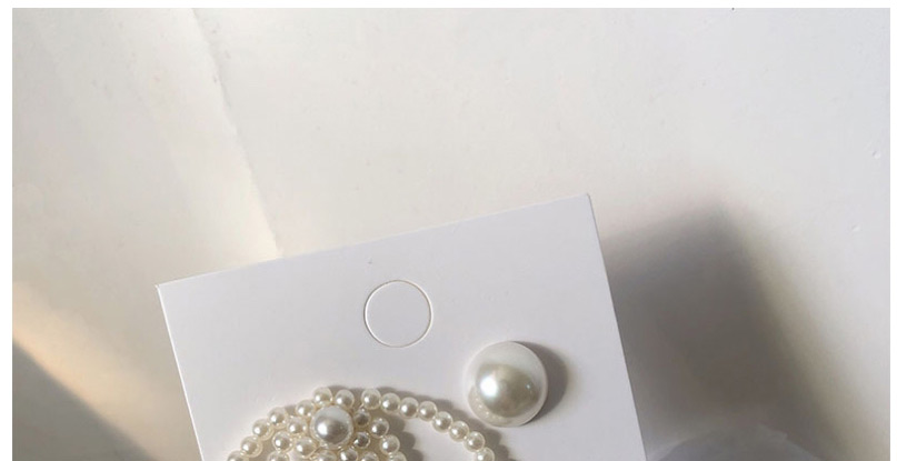 Fashion White Pearl Tassel Asymmetric Stud Earrings,Drop Earrings