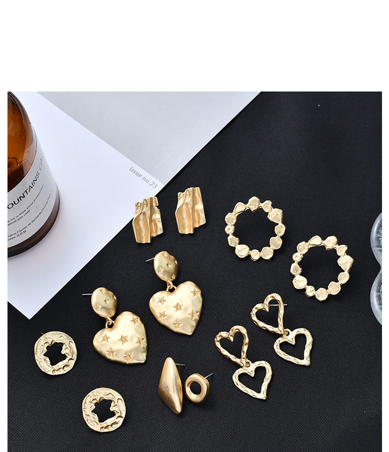 Fashion Golden  Silver Pin Geometric Metal Matte Love Round Earrings,Drop Earrings