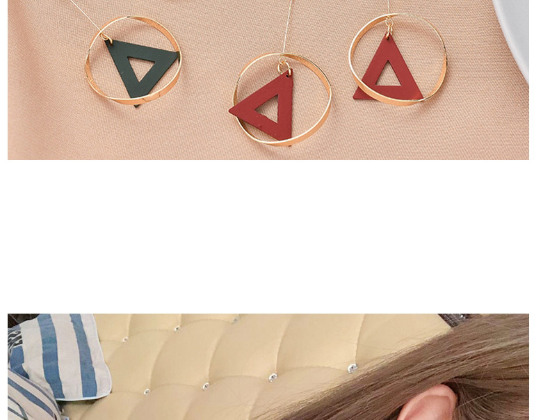 Fashion Yellow Geometric Ring Stitching Frosted Cutout Triangle Earrings,Drop Earrings