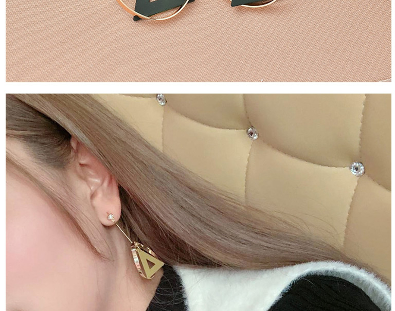 Fashion Yellow Geometric Ring Stitching Frosted Cutout Triangle Earrings,Drop Earrings