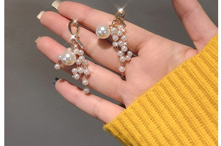 Fashion Golden Pearl Tassel Knotted Earrings,Drop Earrings