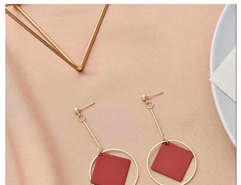 Fashion Red Frosted Square Earrings,Drop Earrings