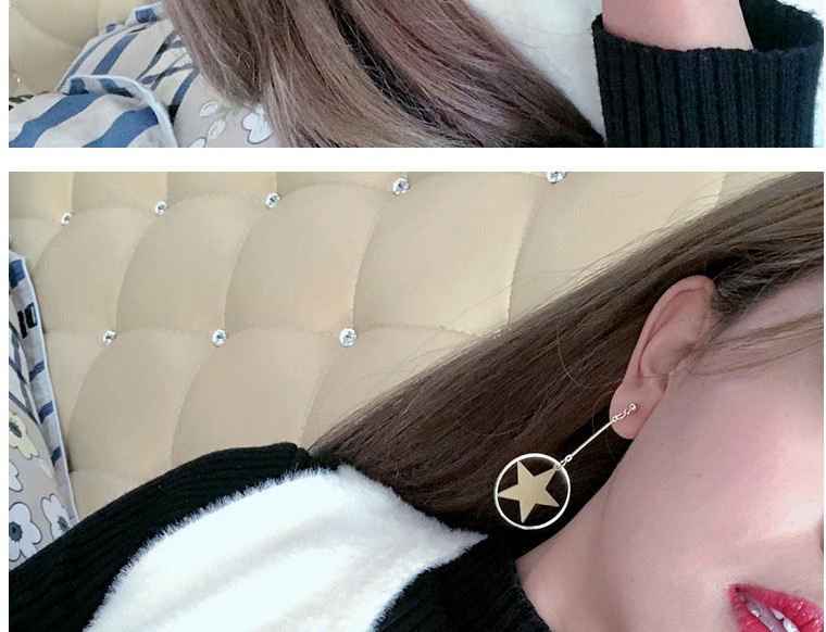 Fashion Yellow Pentagram Geometric Frosted Earrings,Drop Earrings