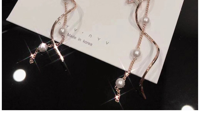 Fashion Golden Five Star Tassel Pearl Earrings,Drop Earrings