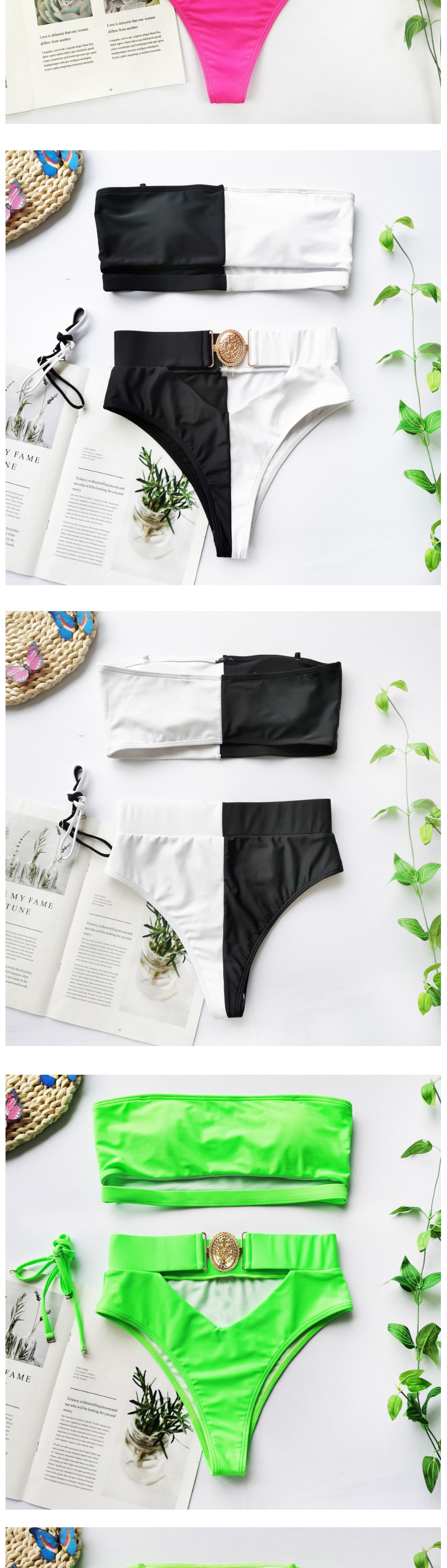 Fashion Black Bandeau Bandage Split Swimsuit,Bikini Sets