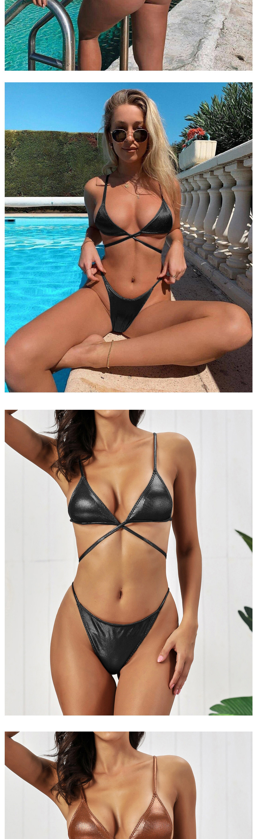 Fashion Brown Pit Split Swimsuit,Bikini Sets