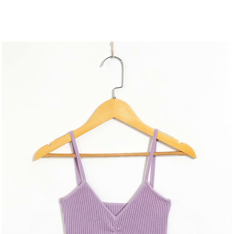 Fashion Purple V-neck Knit Vest,Tank Tops & Camis