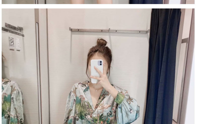 Fashion Photo Color Single-breasted Button-down Shirt With Floral Print,Tank Tops & Camis