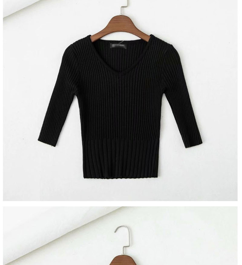 Fashion Green Short V-neck Pullover Sweater Sweater,Sweater
