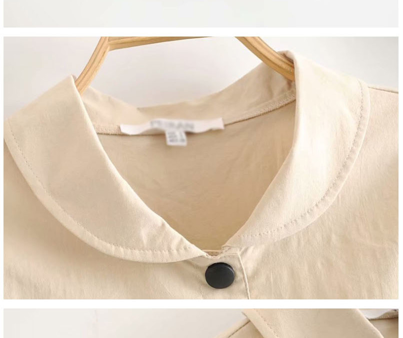 Fashion Khaki Cropped Round Neck Shirt With Zip,Tank Tops & Camis