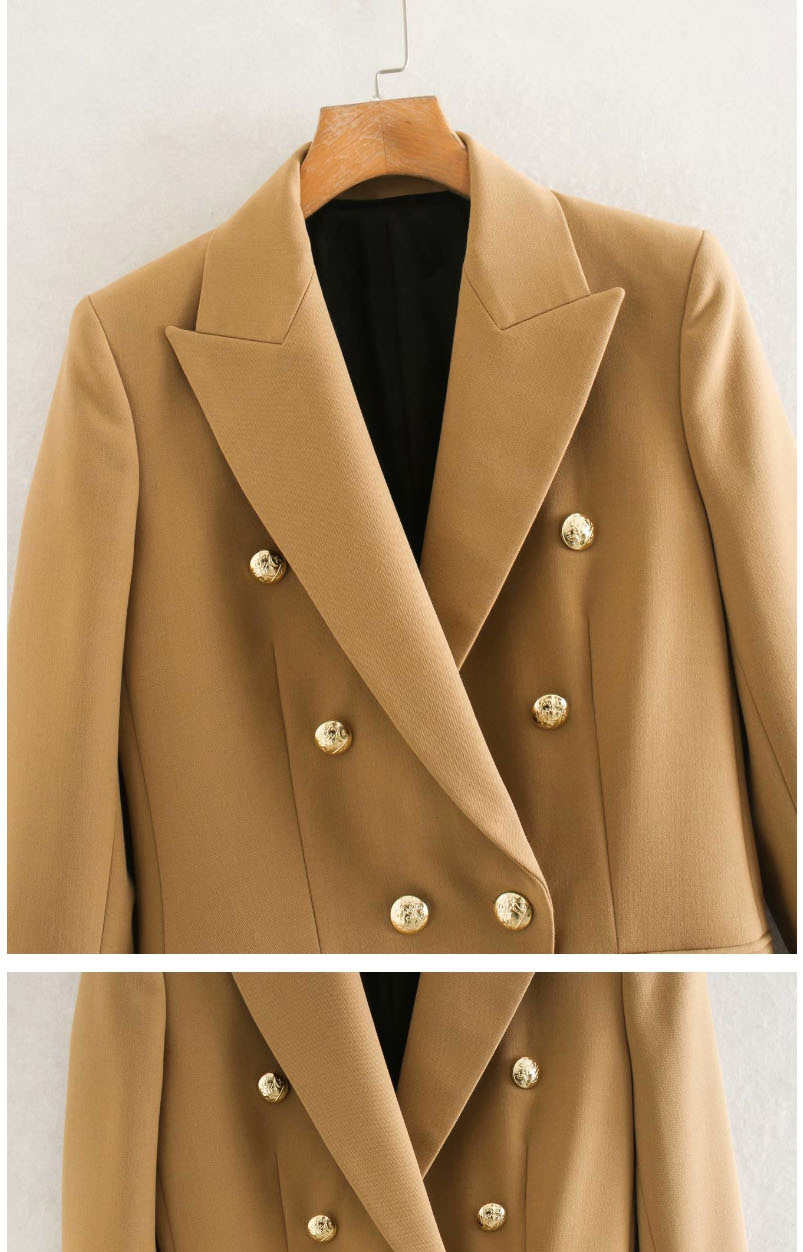 Fashion Khaki Double-breasted Blazer,Coat-Jacket