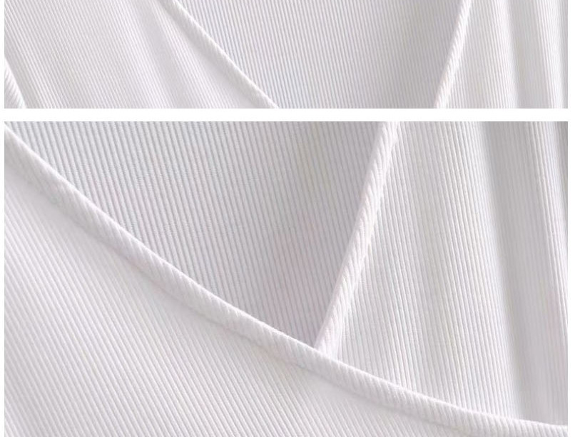 Fashion White Knit V-neck Drawstring Short,Sweater