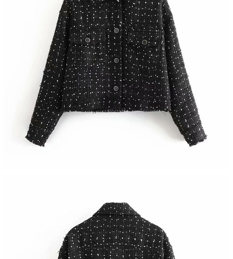Fashion Black Breasted Tweed Coat,Coat-Jacket