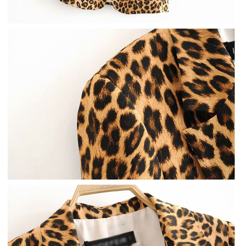 Fashion Leopard Print Leopard Print Pleated Blazer,Coat-Jacket