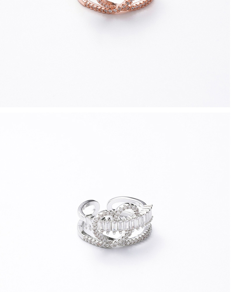 Fashion Silver Micro Inlaid Zircon Love Double Ring,Rings