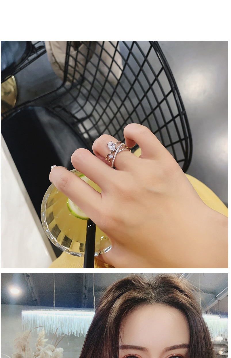 Fashion Golden Micro Inlaid Zircon Multilayer Open Split Ring,Rings