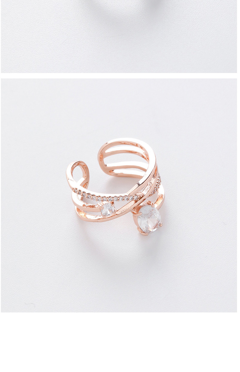 Fashion Silver Micro Inlaid Zircon Multilayer Open Split Ring,Rings