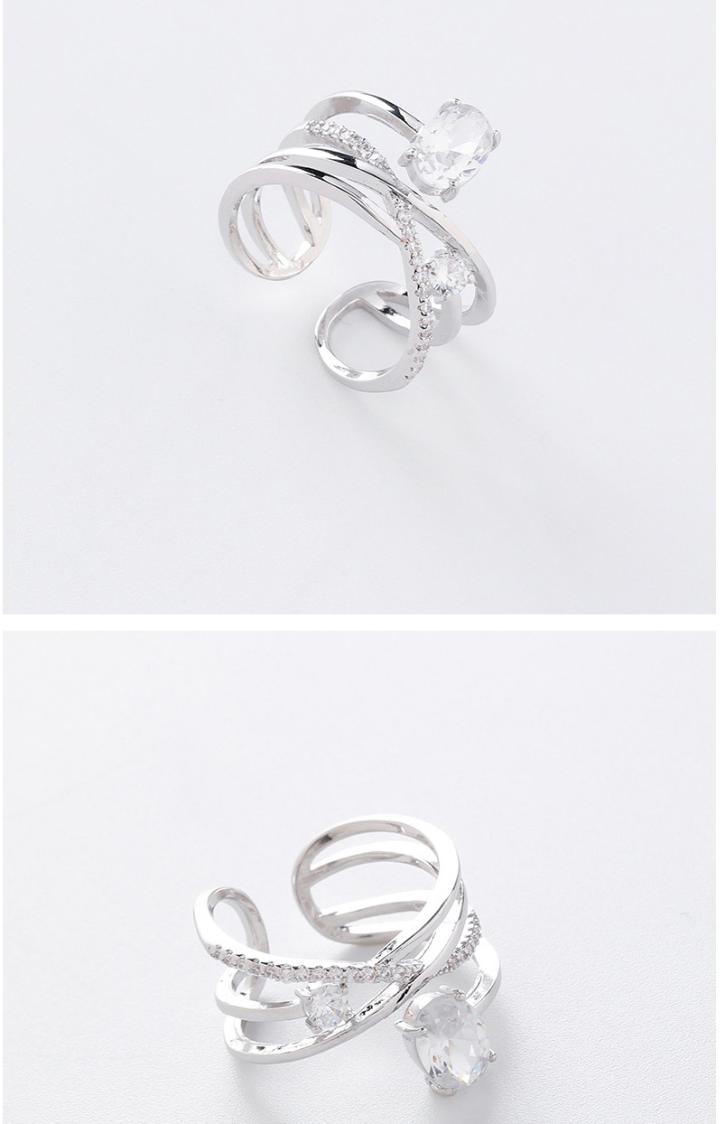 Fashion Golden Micro Inlaid Zircon Multilayer Open Split Ring,Rings