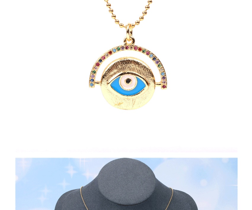Fashion Blue Gold-plated Eye Round Stainless Steel Necklace,Necklaces