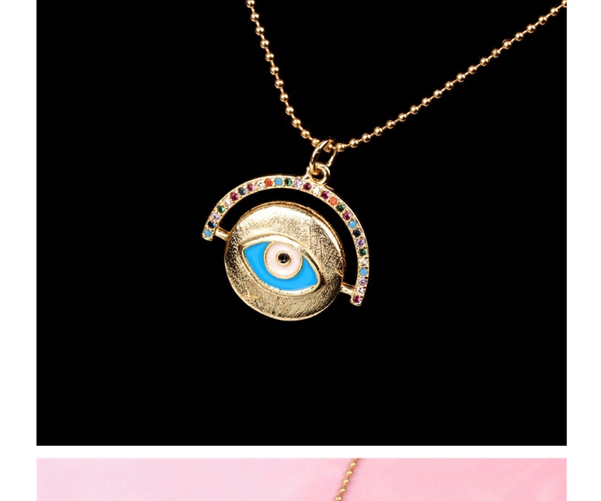 Fashion Blue Gold-plated Eye Round Stainless Steel Necklace,Necklaces