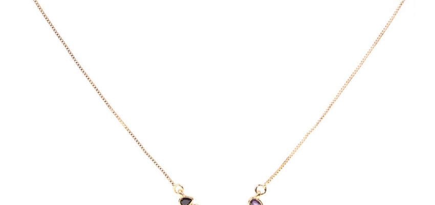 Fashion Golden Micro-set Zircon Drop Shaped Curved Necklace,Necklaces