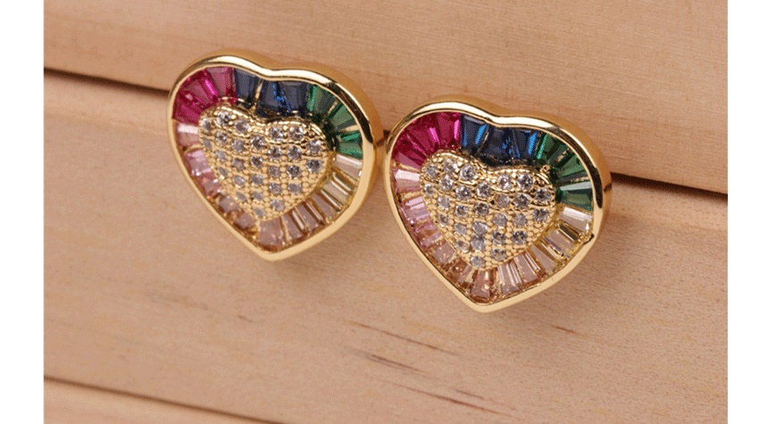 Fashion Golden Love Micro Stud Earrings,Earrings