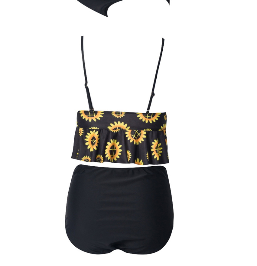 Fashion Yellow High Waist Printed Split Split Swimsuit,Swimwear Sets