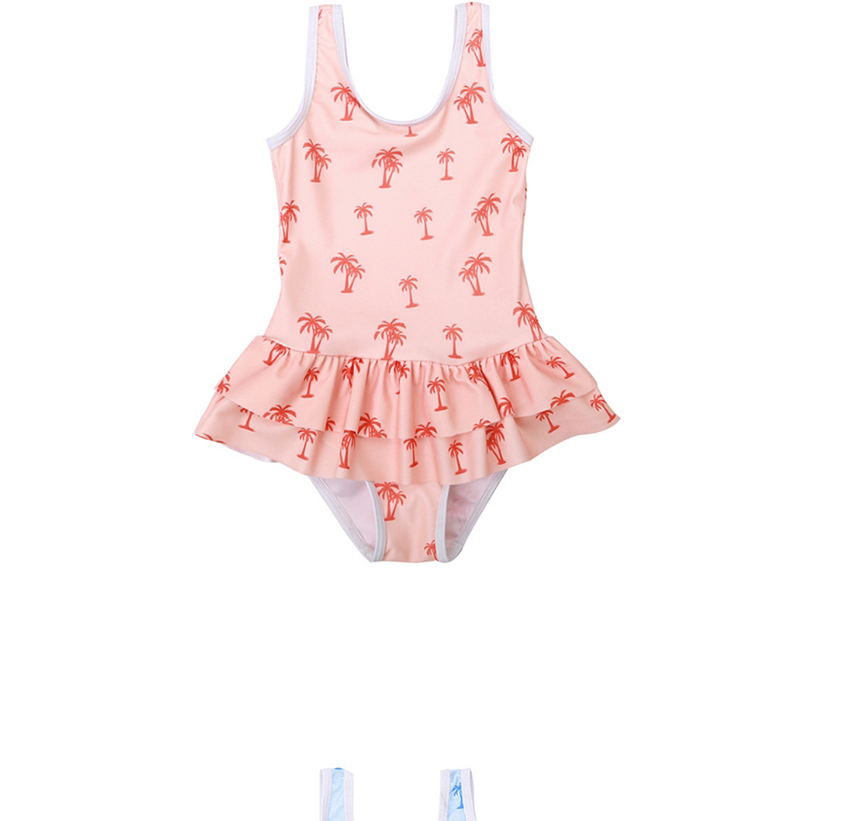 Fashion Pink Ruffle Coconut Grove Kids One-piece Swimsuit,Kids Swimwear