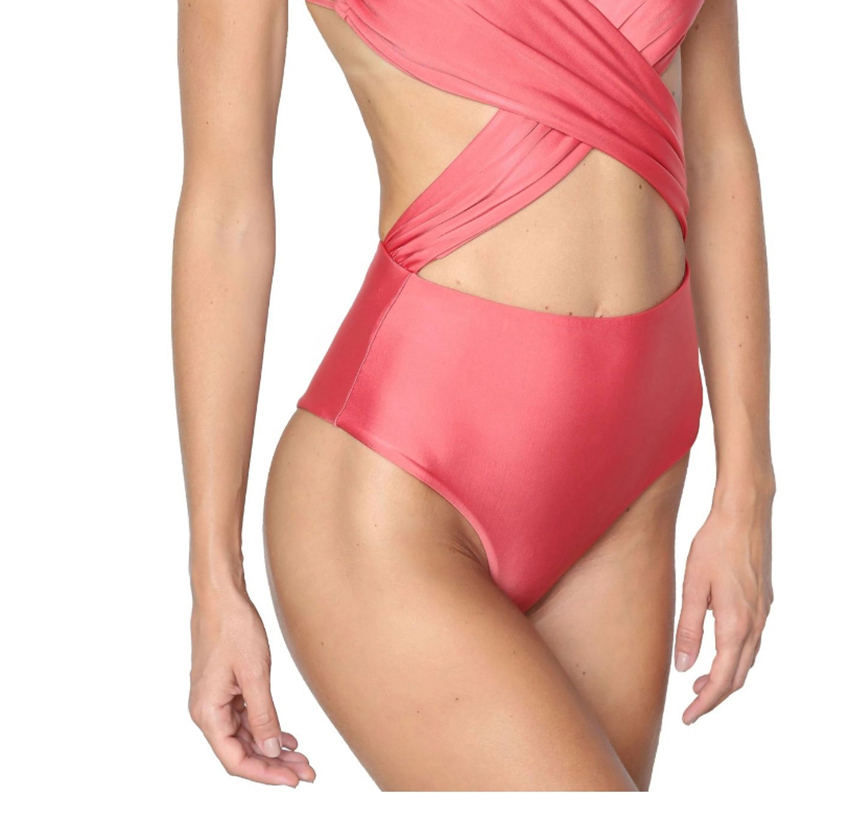 Fashion Red Chest Cross High Waist One Piece,One Pieces