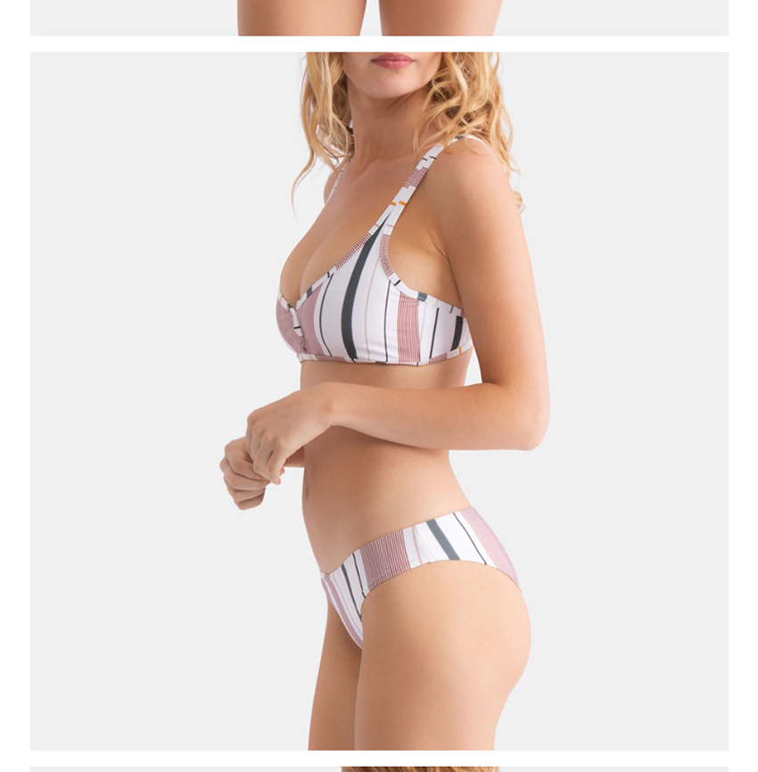 Fashion White Striped Printed Split Swimsuit,Bikini Sets