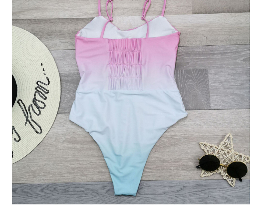 Fashion Pink Gradient Printed One-piece Swimsuit,One Pieces