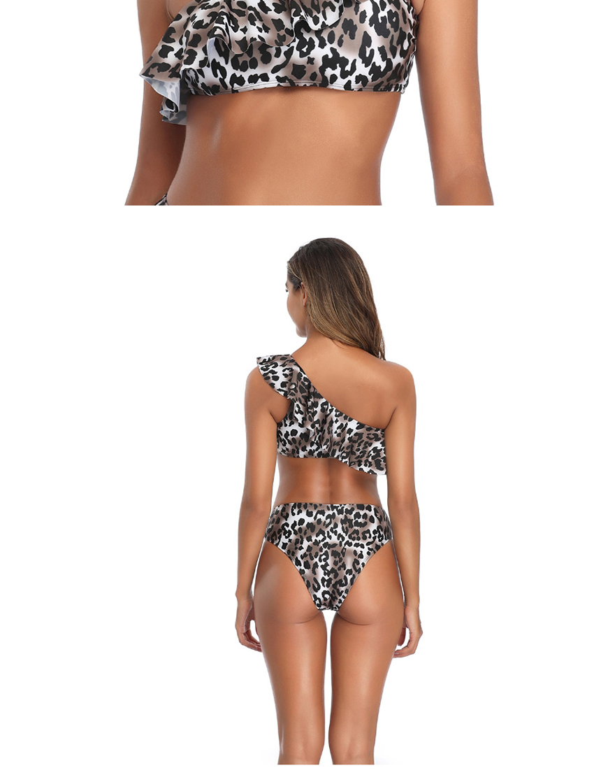 Fashion Black Striped Printed One Shoulder Split Split Swimsuit,Swimwear Sets