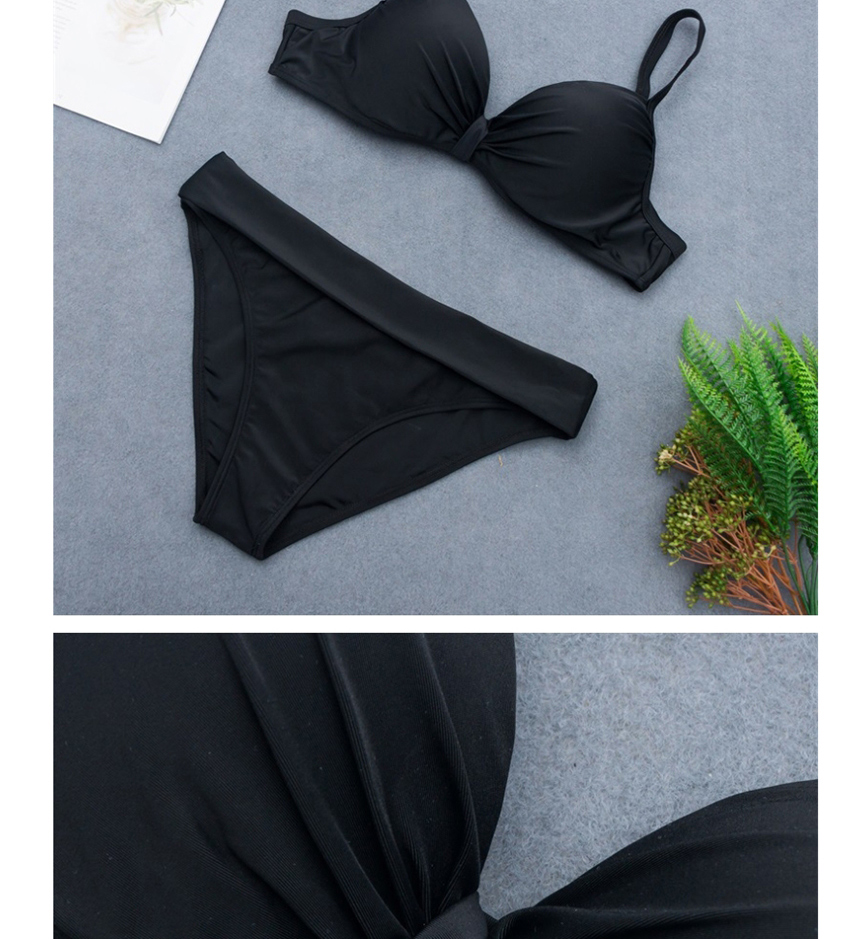 Fashion Black High-waist Checkered Chest Lace-up Split Swimsuit,Bikini Sets
