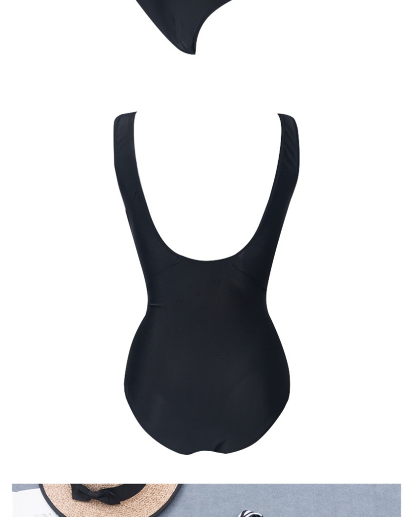 Fashion Black Geometric Print Stitching One-piece Swimsuit,One Pieces