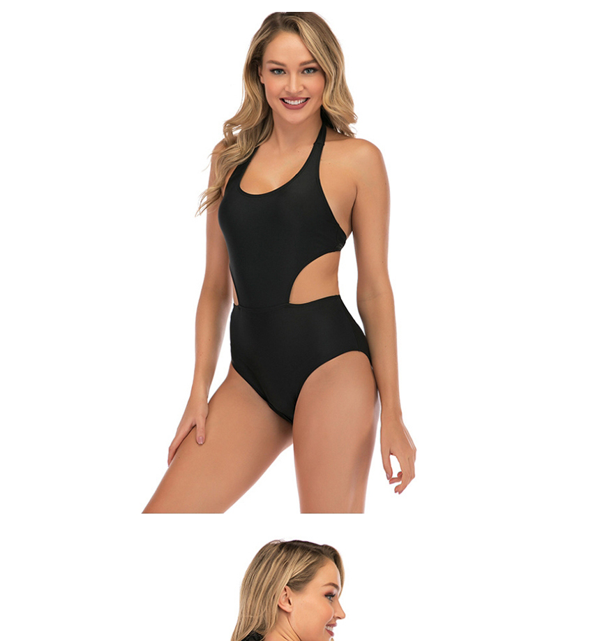 Fashion Black Backless Lace Up One Piece Swimsuit,One Pieces