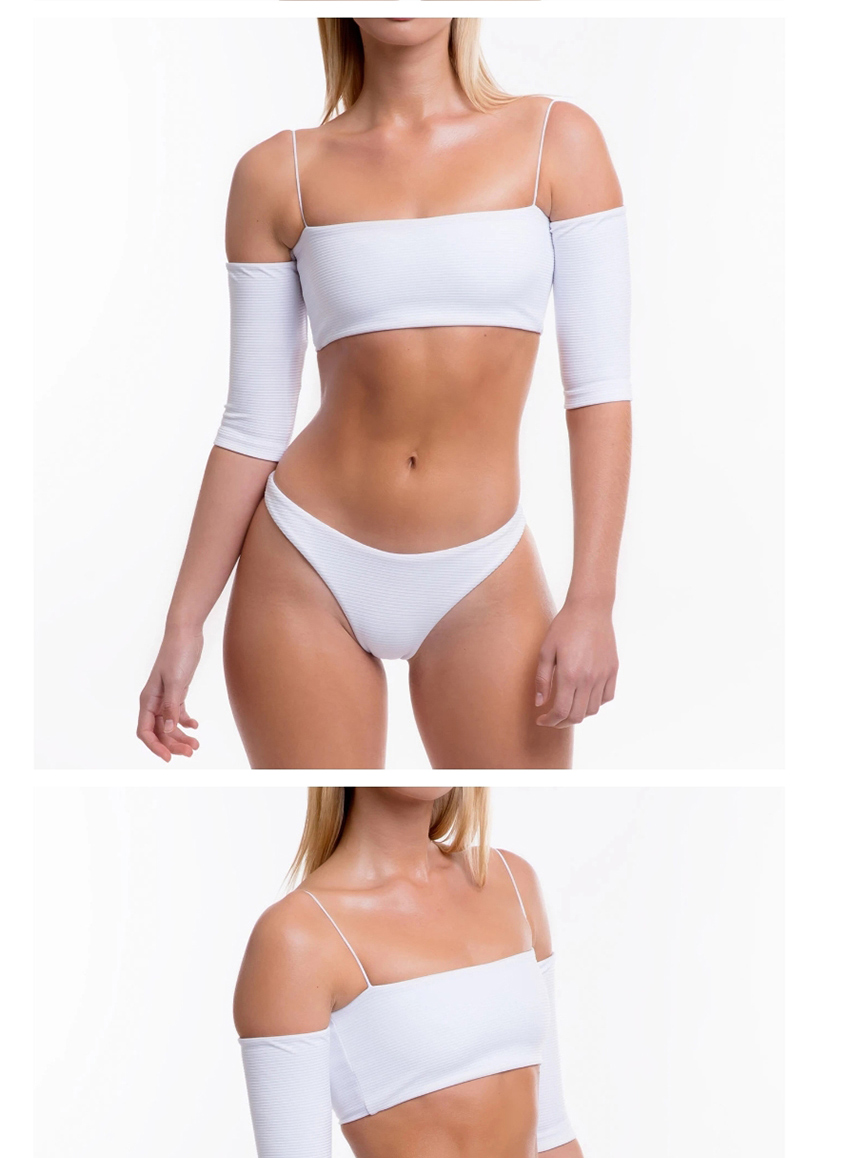 Fashion White One-shoulder Split Swimsuit,Swimwear Sets