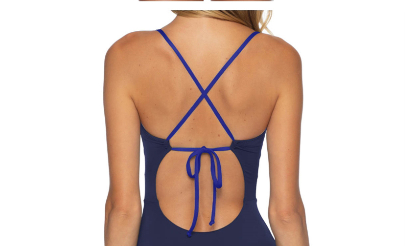 Fashion Tibetan Blue One-piece Swimsuit With Chest Straps,One Pieces