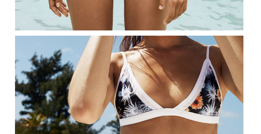 Fashion Black Printed Stitching Contrast Swimsuit,Bikini Sets
