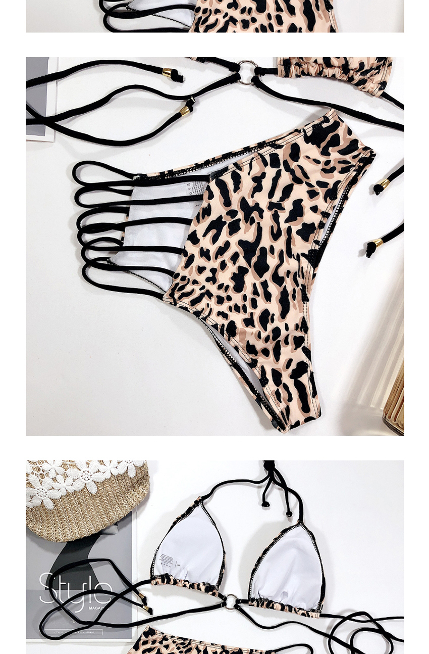 Fashion Leopard Print Hollow Cross Bandage Split Swimsuit,Bikini Sets